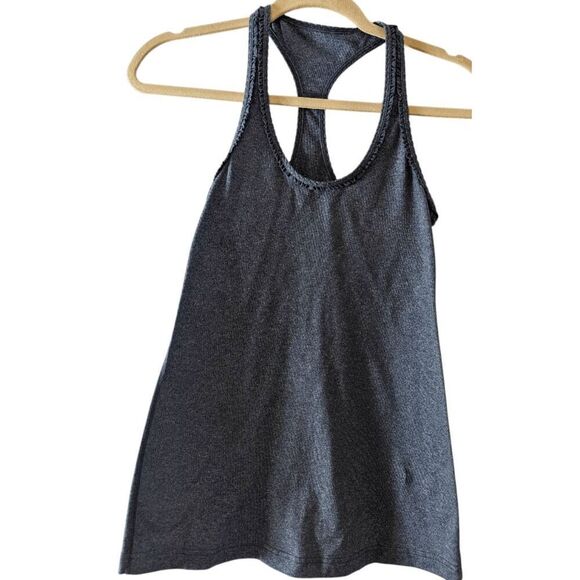 LULULEMON ATHLETICA Cool Racerback 'Ruffle' Tank in Heathered Coal Size 4 - Picture 2 of 5